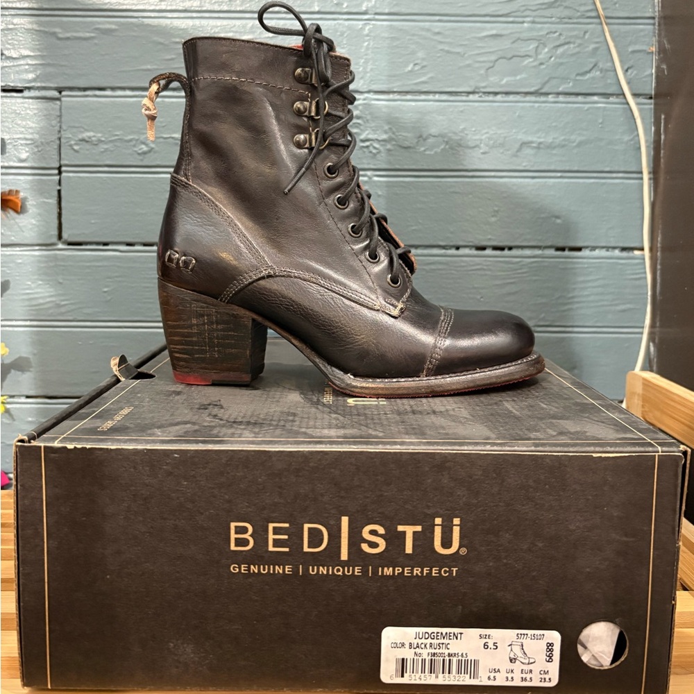 BED|STU Black Ankle Boots with Lace-Up Design - Picture 8 of 8
